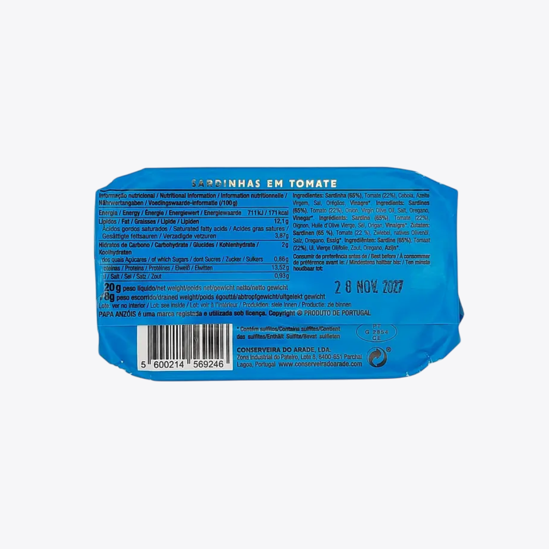 Canned Sardines in Tomato Sauce Papa Anzóis 120g